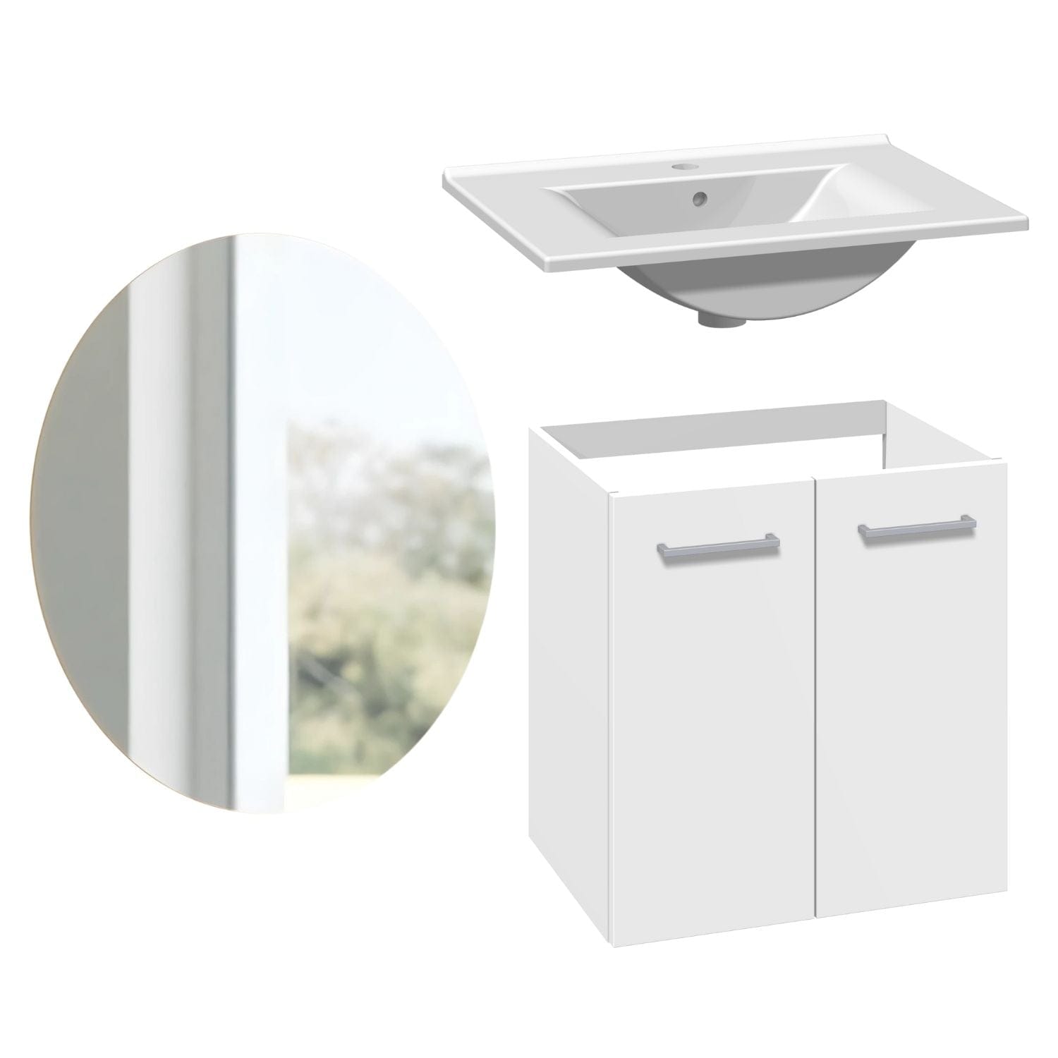 1904 Voss 3-i-1-Møbelpakke dør Hvit matt / 60cm / Sval rundt 1904 Møbelpakke bad BUN-7041021SR60