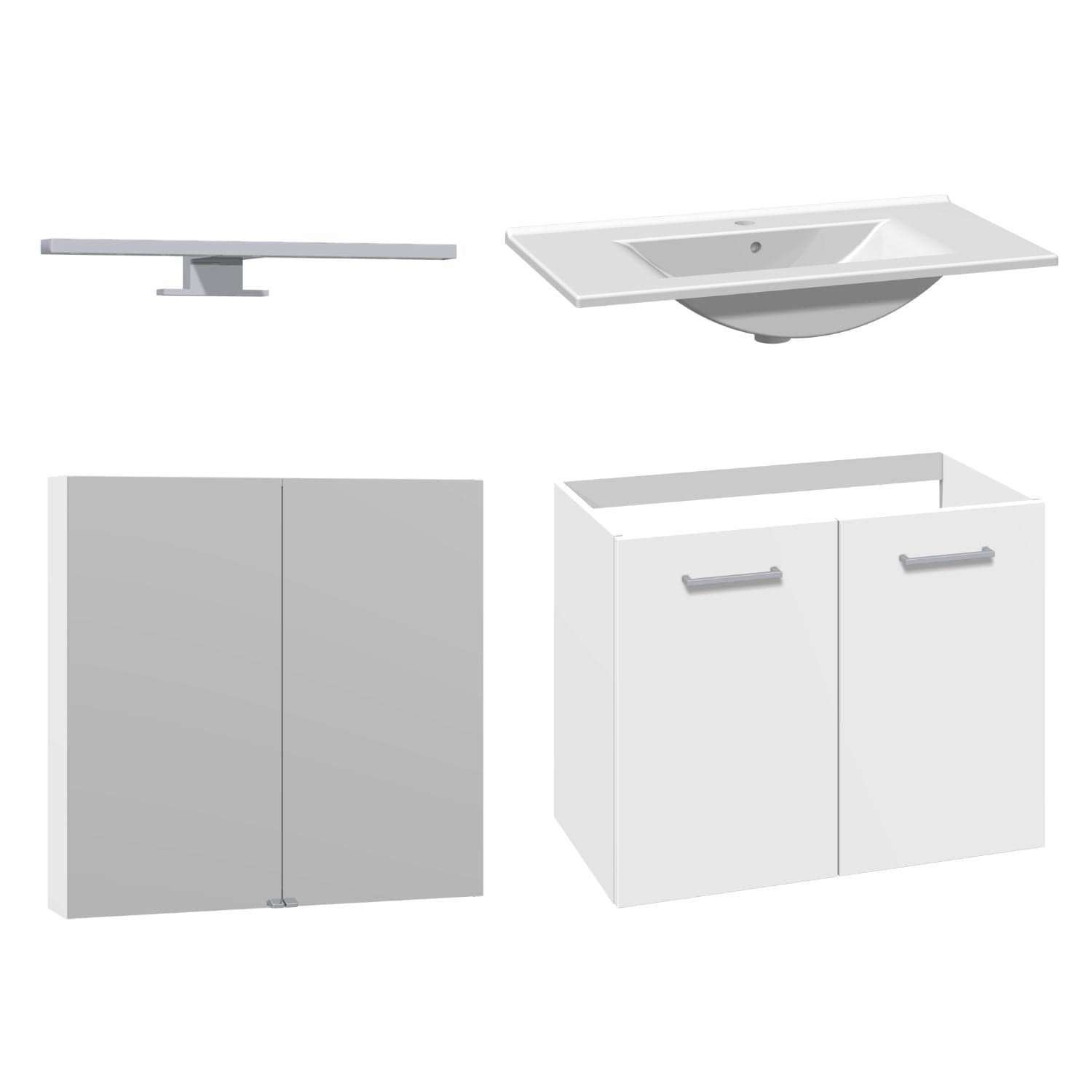 1904 Voss 3-i-1-Møbelpakke dør Hvit matt / 80cm / Voss speilskap 1904 Møbelpakke bad BUN-7041033VS80