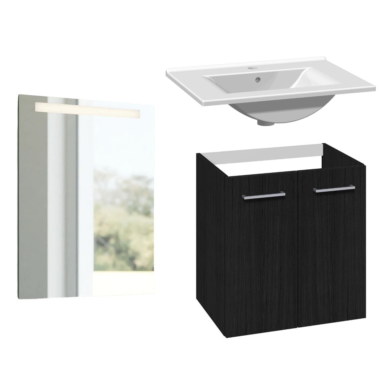 1904 Voss 3-i-1-Møbelpakke dør Svart eik / 60cm / Selje firkantet 1904 Møbelpakke bad BUN-7041044SF60