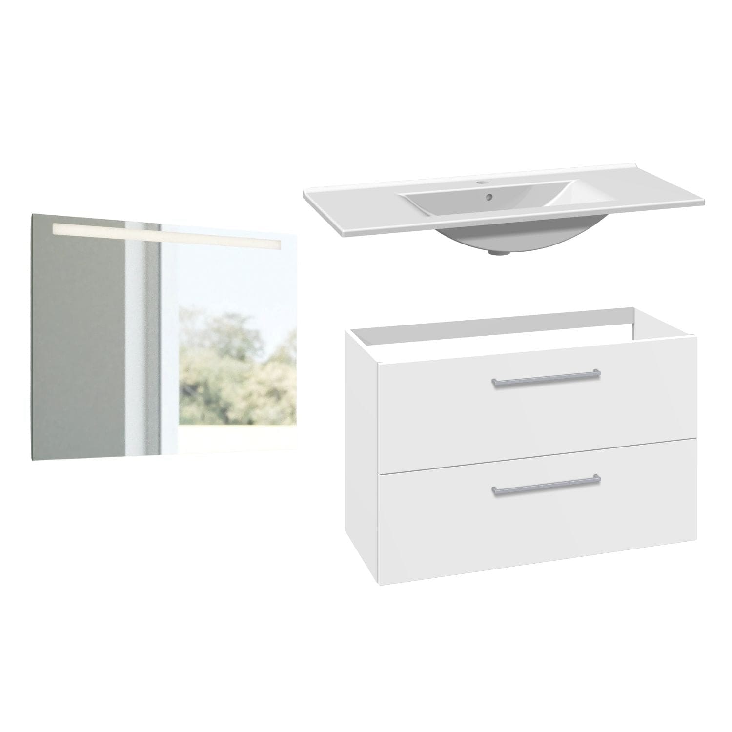 1904 Voss 3-i-1 Møbelpakke Hvit matt / 100cm / Selje firkantet 1904 Møbelpakke bad BUN-7041024SF100