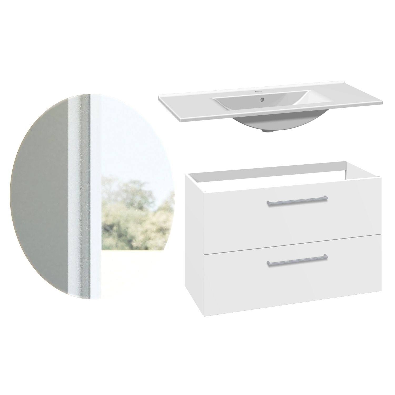 1904 Voss 3-i-1 Møbelpakke Hvit matt / 100cm / Sval rundt 1904 Møbelpakke bad BUN-7041024SR100