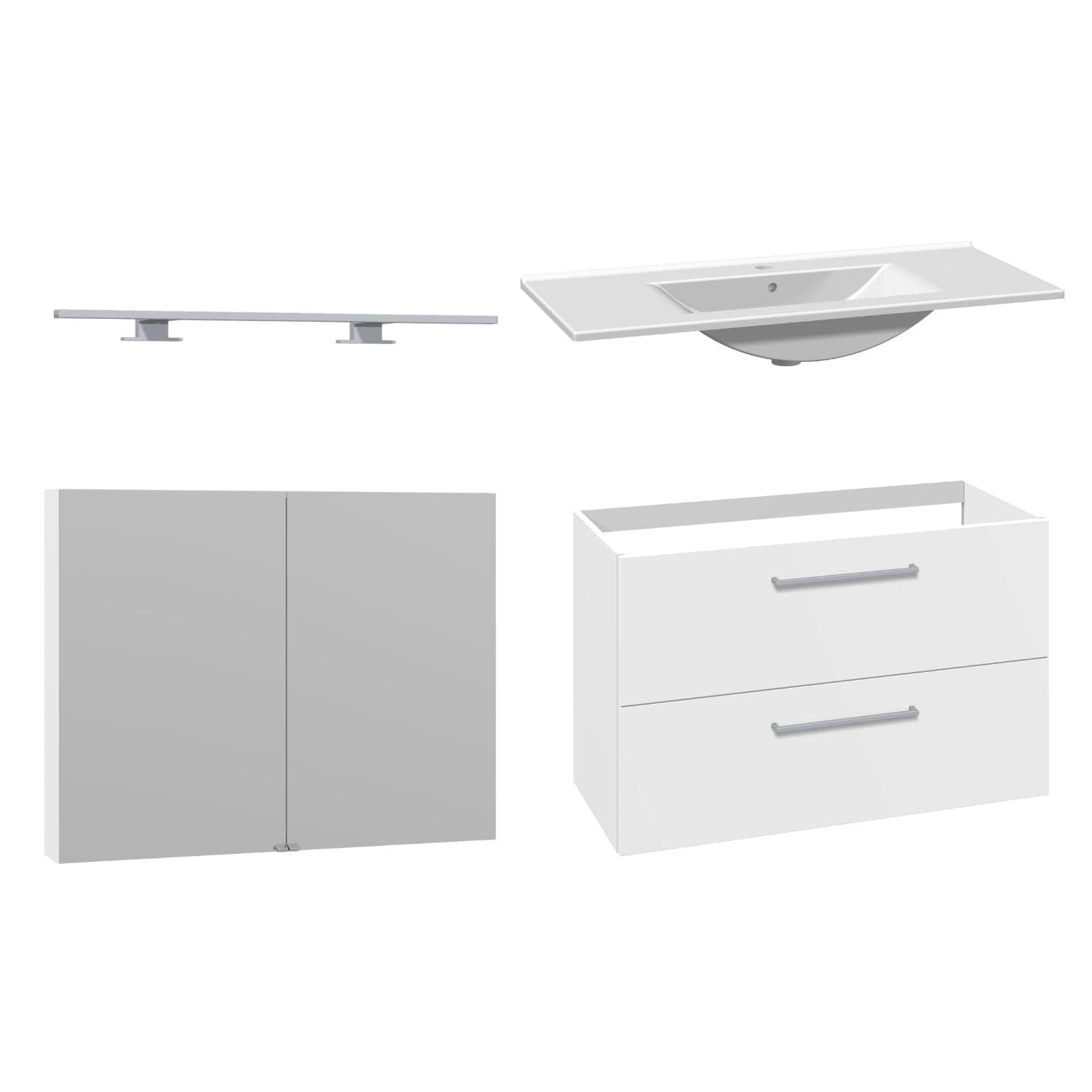 1904 Voss 3-i-1 Møbelpakke Hvit matt / 100cm / Voss speilskap 1904 Møbelpakke bad BUN-7041024VS100