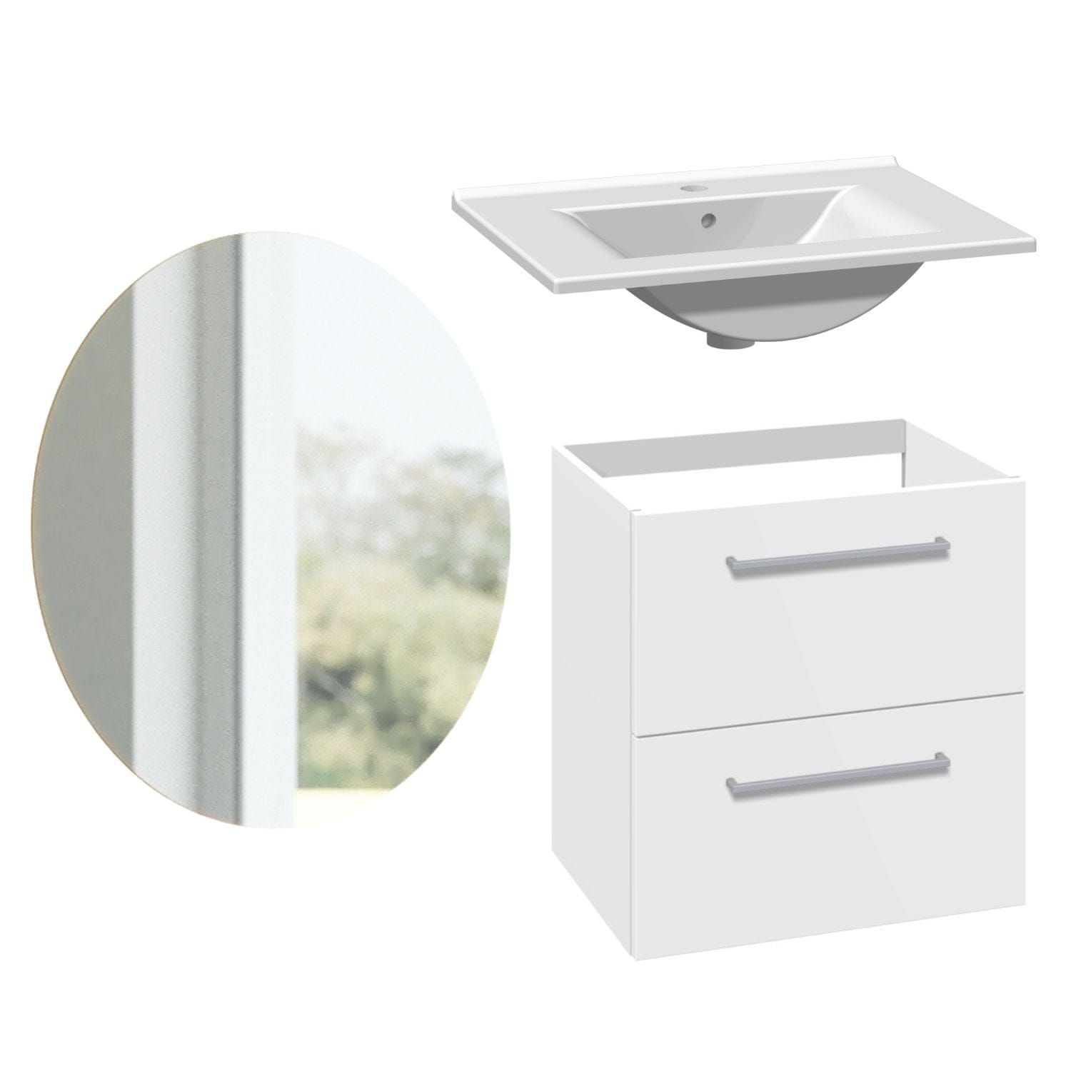 1904 Voss 3-i-1 Møbelpakke Hvit matt / 60cm / Sval rundt 1904 Møbelpakke bad BUN-7041022SR60