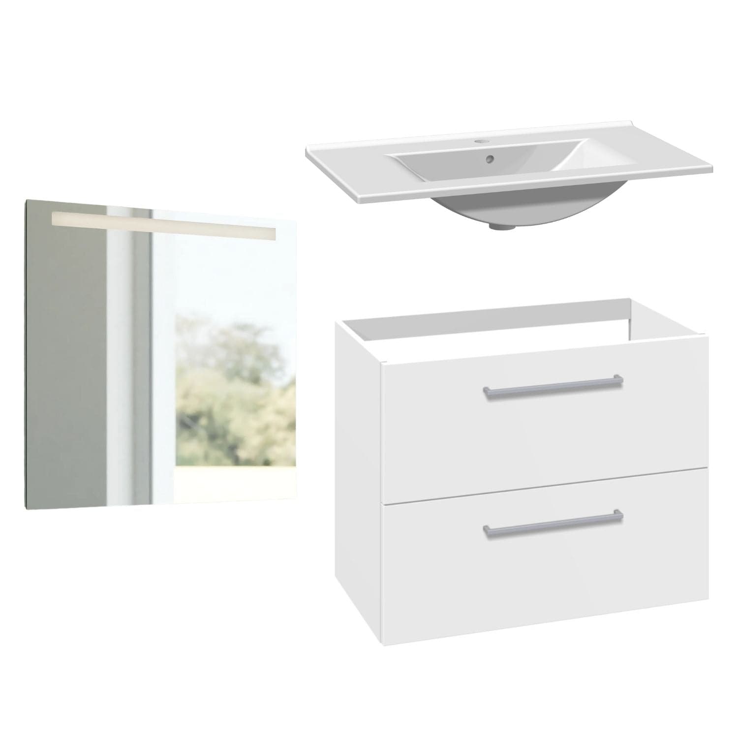 1904 Voss 3-i-1 Møbelpakke Hvit matt / 80cm / Selje firkantet 1904 Møbelpakke bad BUN-7041023SF80