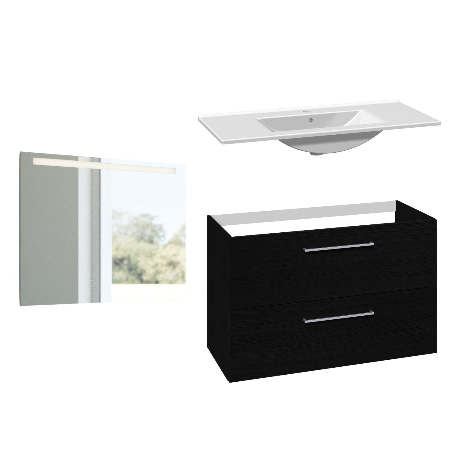 1904 Voss 3-i-1 Møbelpakke Svart eik / 100cm / Selje firkantet 1904 Møbelpakke bad BUN-7041047SF100