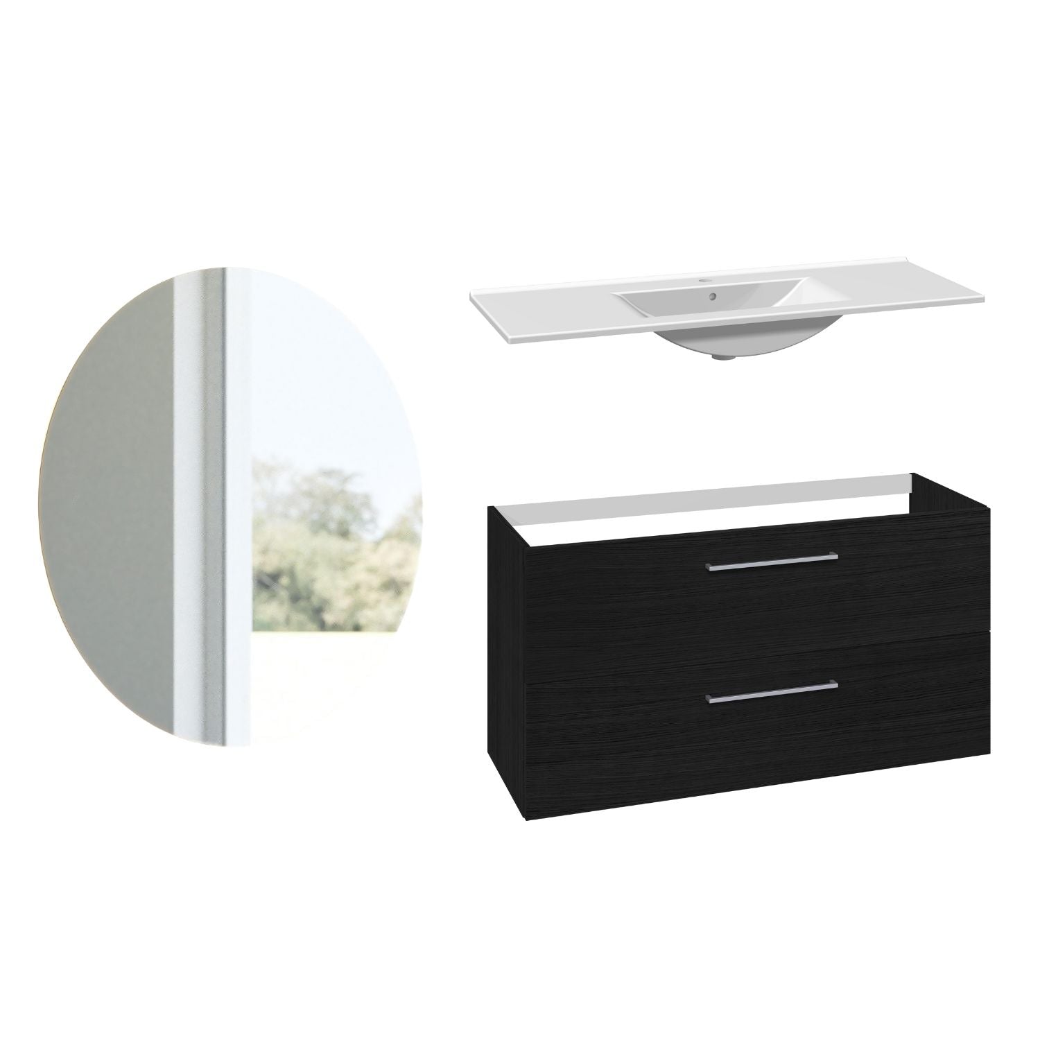 1904 Voss 3-i-1 Møbelpakke Svart eik / 120cm / Sval rundt 1904 Møbelpakke bad BUN-7041053SR120