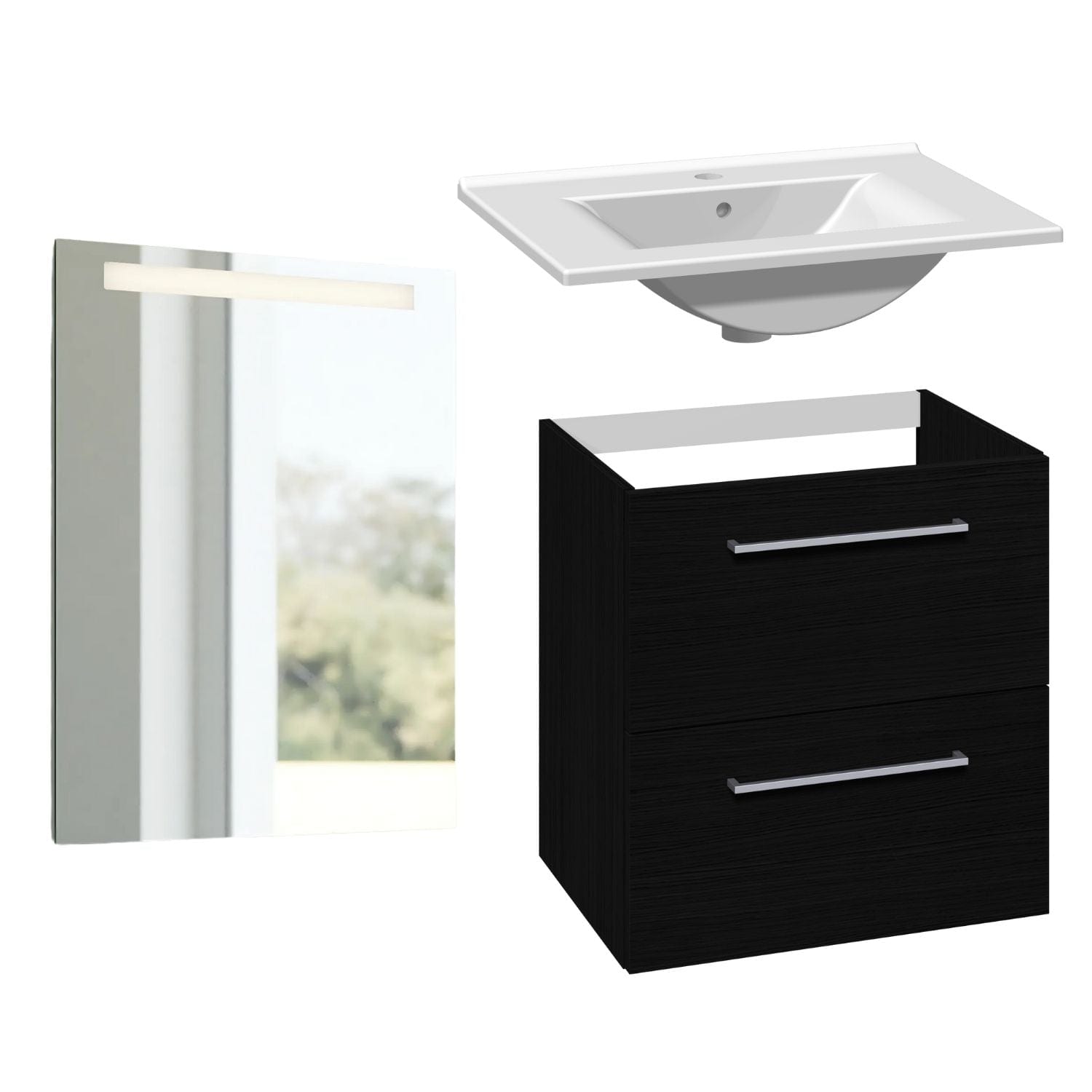 1904 Voss 3-i-1 Møbelpakke Svart eik / 60cm / Selje firkantet 1904 Møbelpakke bad BUN-7041045SF60