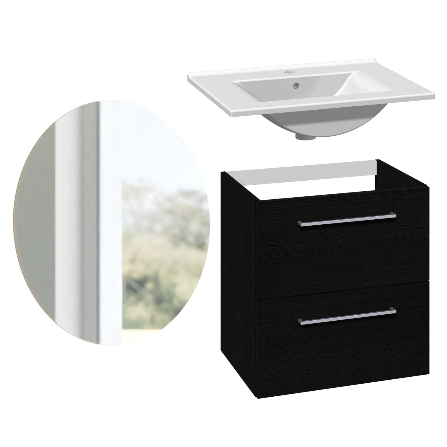 1904 Voss 3-i-1 Møbelpakke Svart eik / 60cm / Sval rundt 1904 Møbelpakke bad BUN-7041045SR60