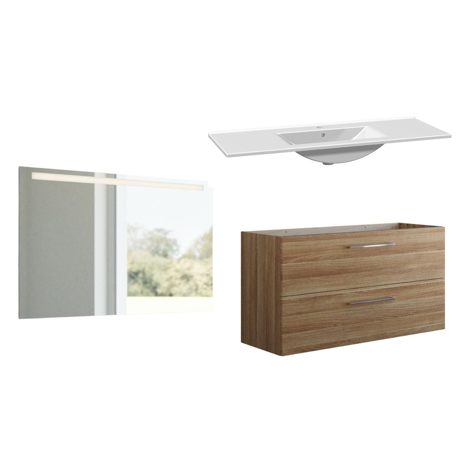 1904 Voss 3-i-1 Møbelpakke Varm eik / 120cm / Selje firkantet 1904 Møbelpakke bad BUN-7036991SF120