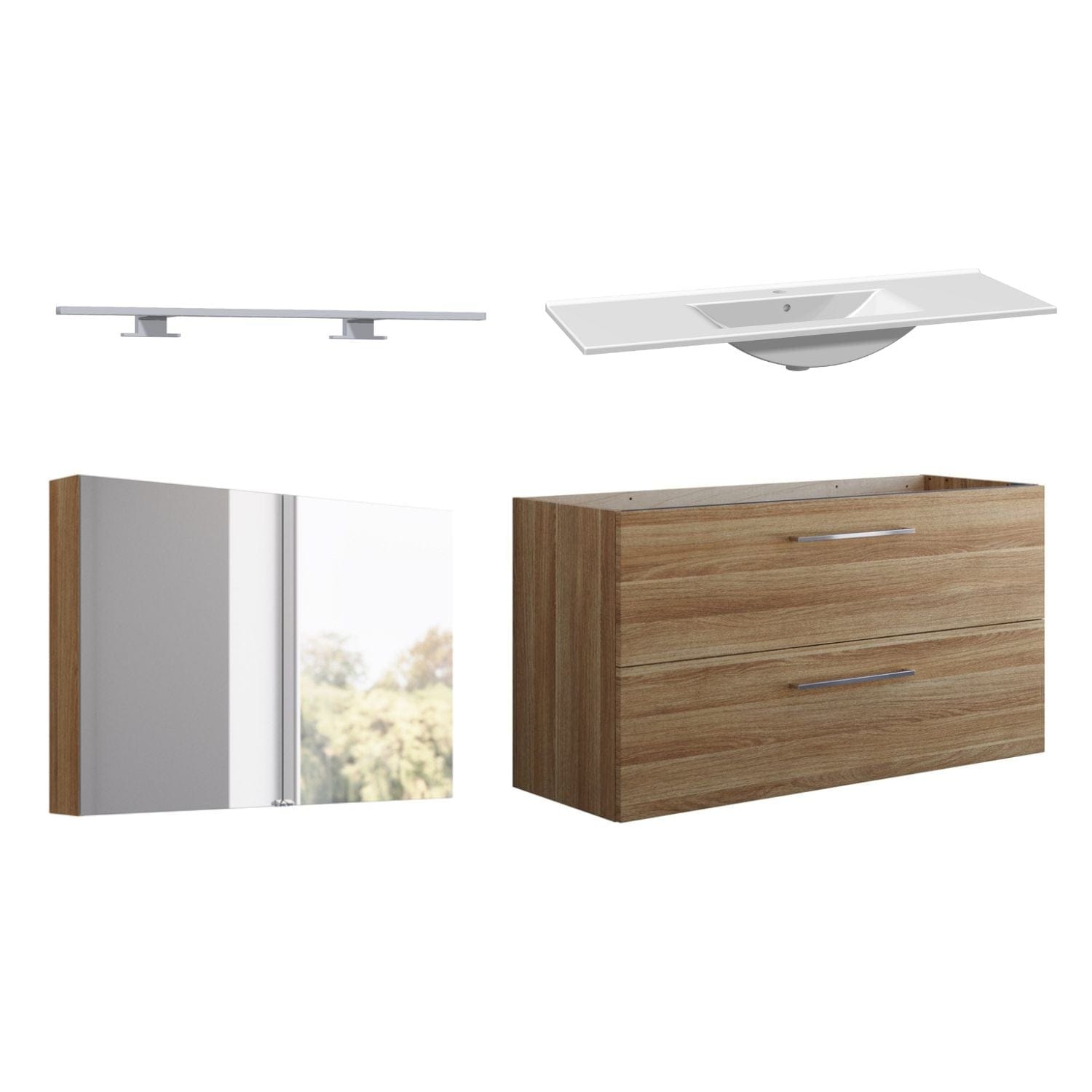 1904 Voss 3-i-1 Møbelpakke Varm eik / 120cm / Voss speilskap 1904 Møbelpakke bad BUN-7036991VS120