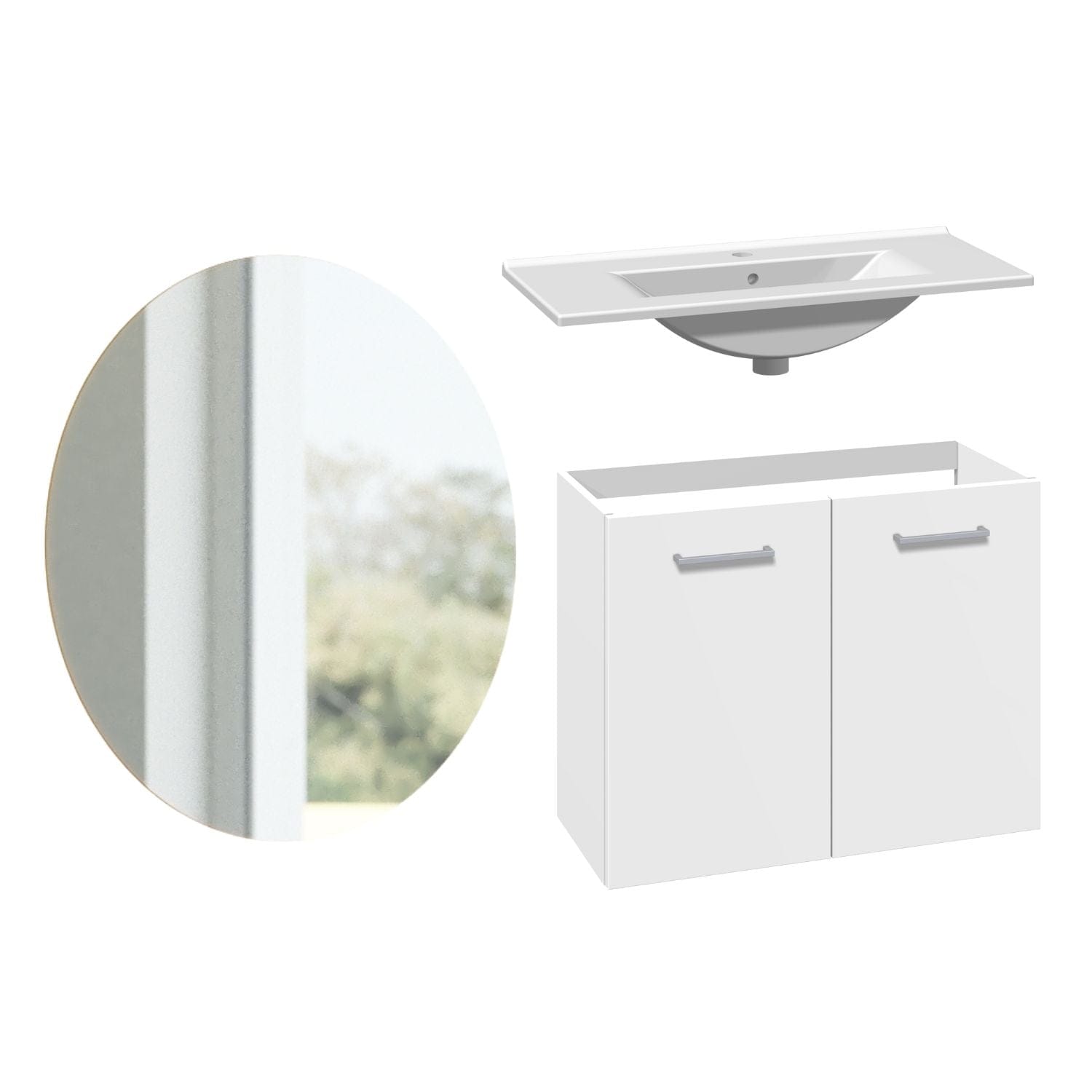 1904 Voss 3-i-1 Slim Møbelpakke dør Hvit matt / 80cm / Sval rundt 1904 Møbelpakke bad BUN-7041032SR80