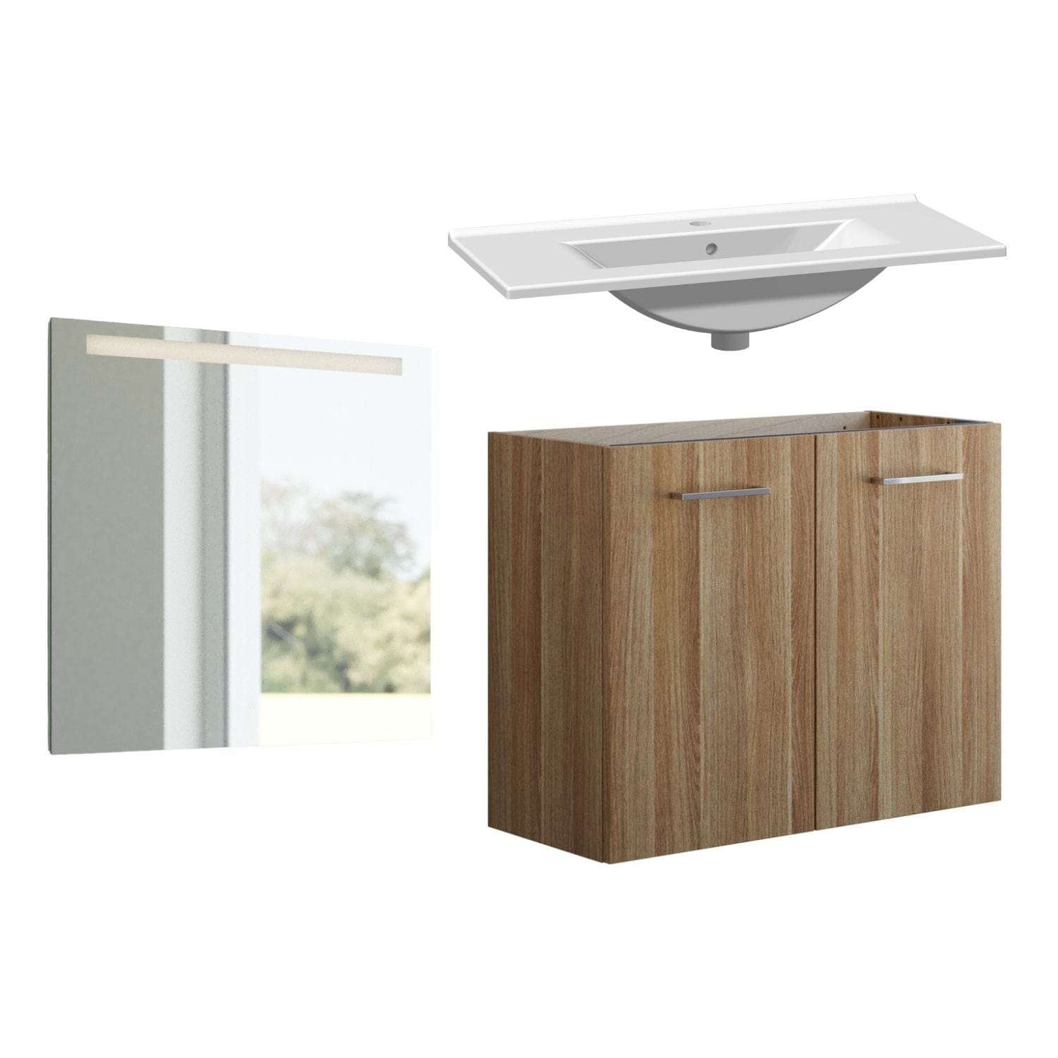 1904 Voss 3-i-1 Slim Møbelpakke dør Varm eik / 80cm / Selje firkantet 1904 Møbelpakke bad BUN-7036993SF80