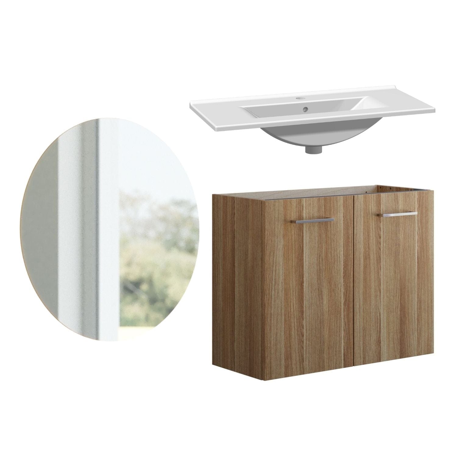 1904 Voss 3-i-1 Slim Møbelpakke dør Varm eik / 80cm / Sval rundt 1904 Møbelpakke bad BUN-7036993SR80