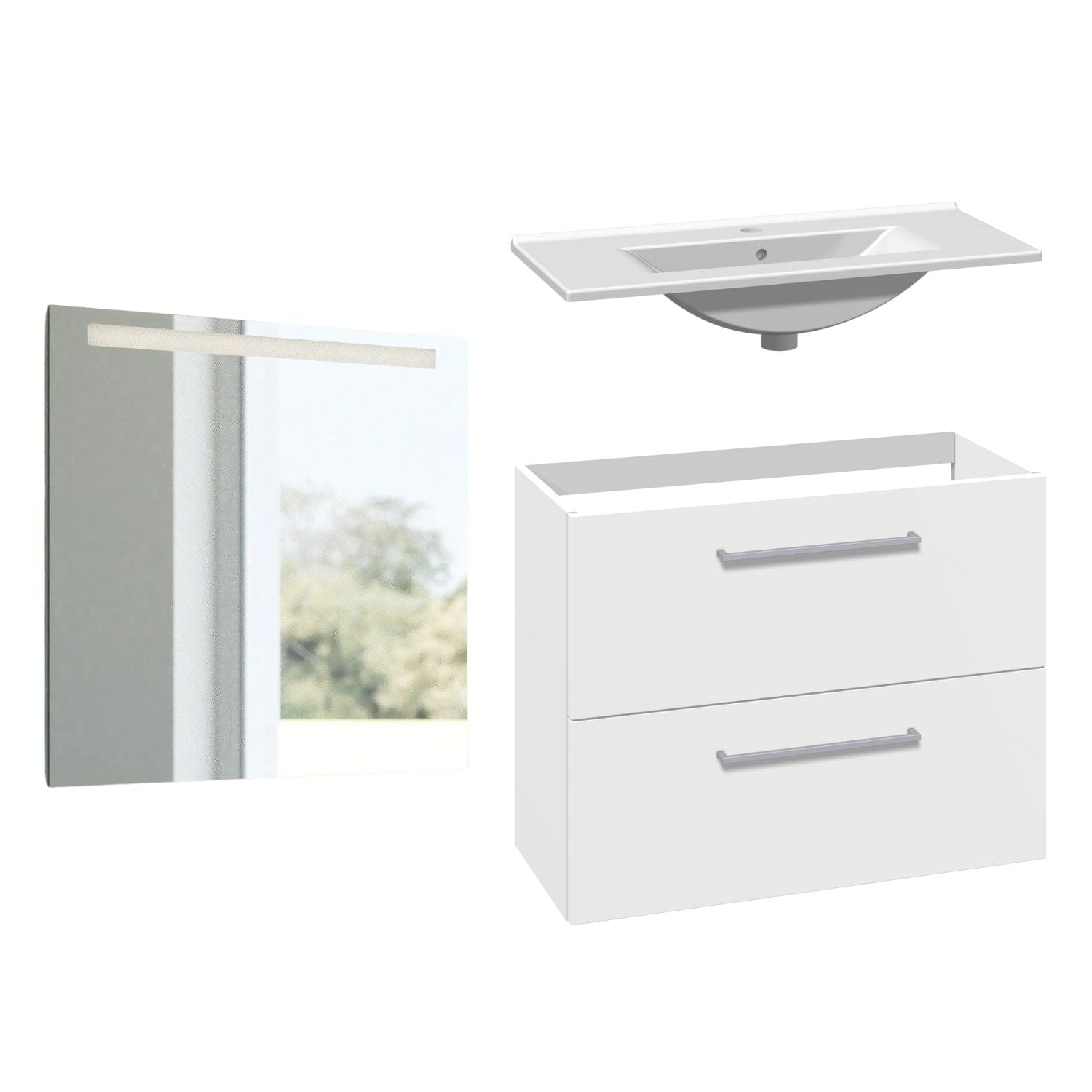 1904 Voss 3-i-1 Slim Møbelpakke Hvit matt / 80cm / Selje firkantet 1904 Møbelpakke bad BUN-7041019SF80