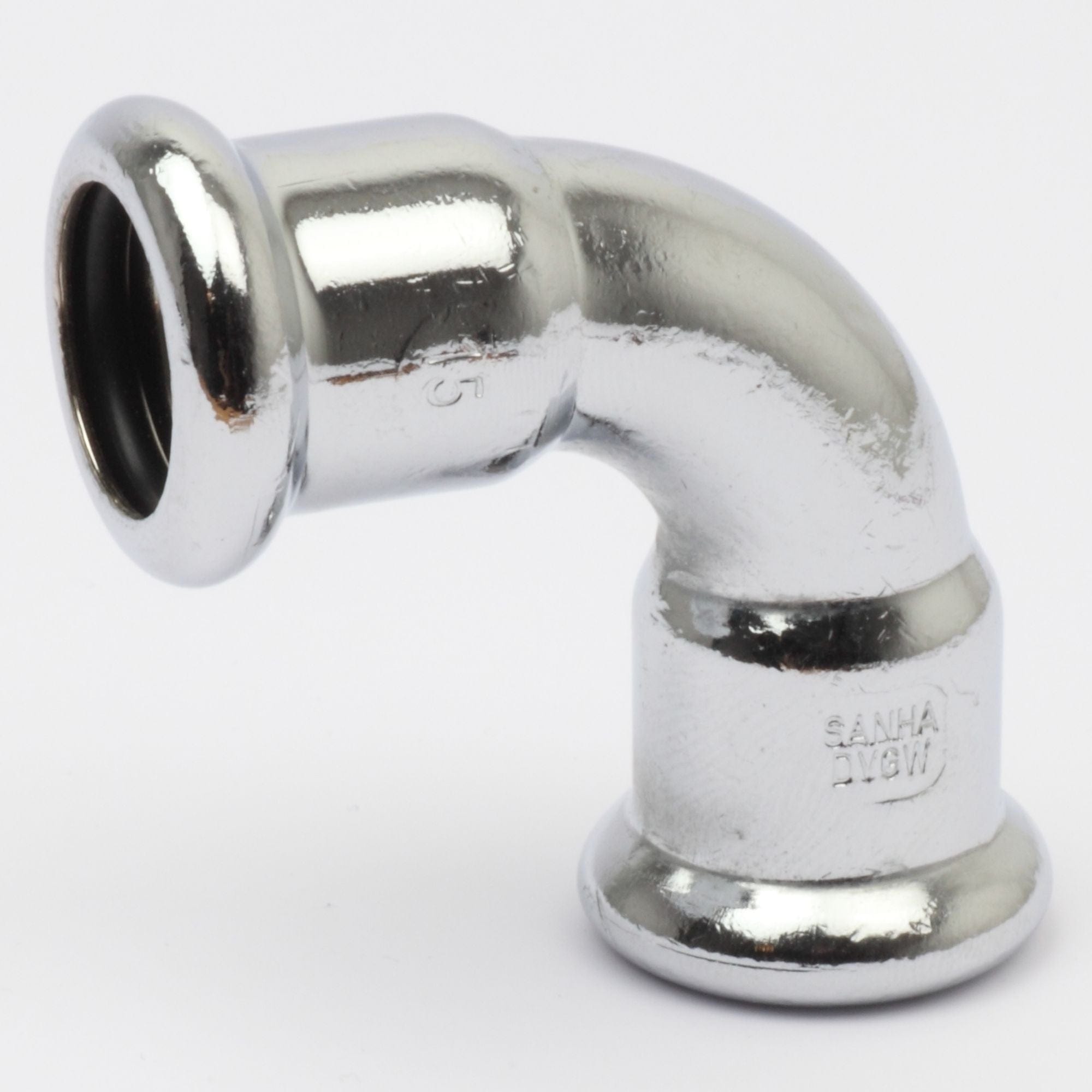 Altech Bend forkrommet 12-15mmx45°/90° med 2 muffer 12mm / 90° Altech Bend pressfitting DAL-5056439