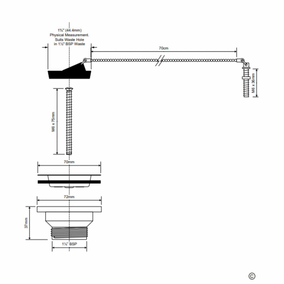 Altech Bunnventil fkr. 1 1/4", Ø70mm Altech Bunnventil DAL-4520365
