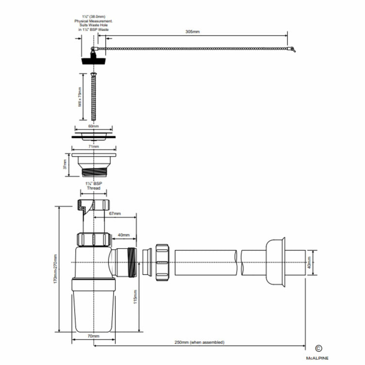 Altech Flaskevannlås Kombi 1 ¼″ × 32/40 mm