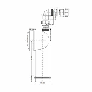 Reservedel: Altech Klosettbend 90° med Ekstra uttak