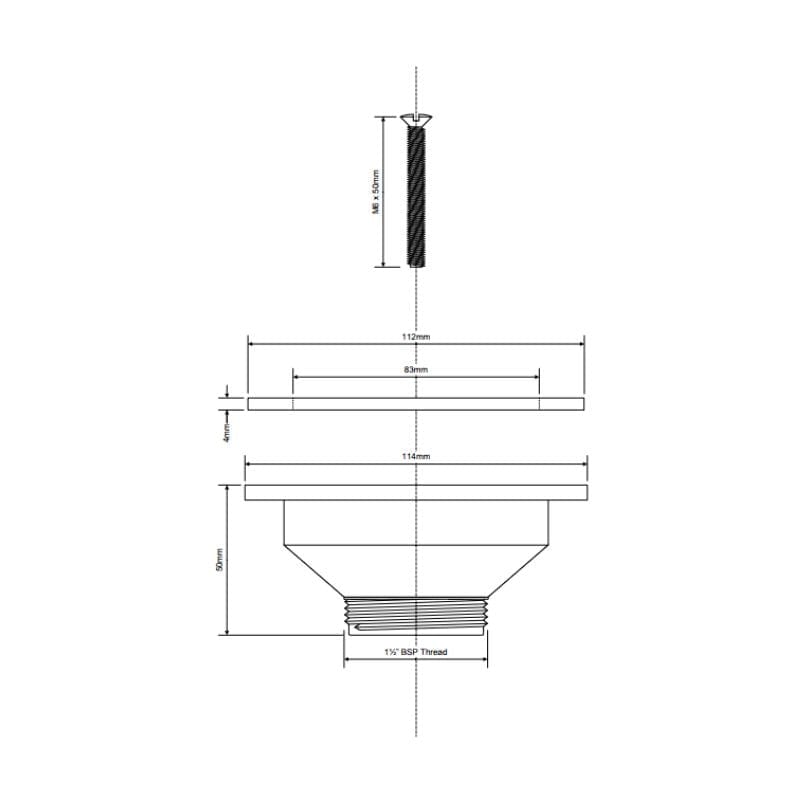 Altech trakt 11/2"XØ115mm for utslagsvask Hvit Altech DAL-4520374