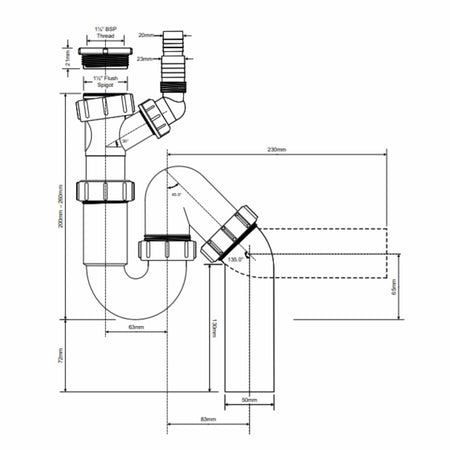 Altech Vannlås 1½″ / 1¼" x 50 for enkel kum
