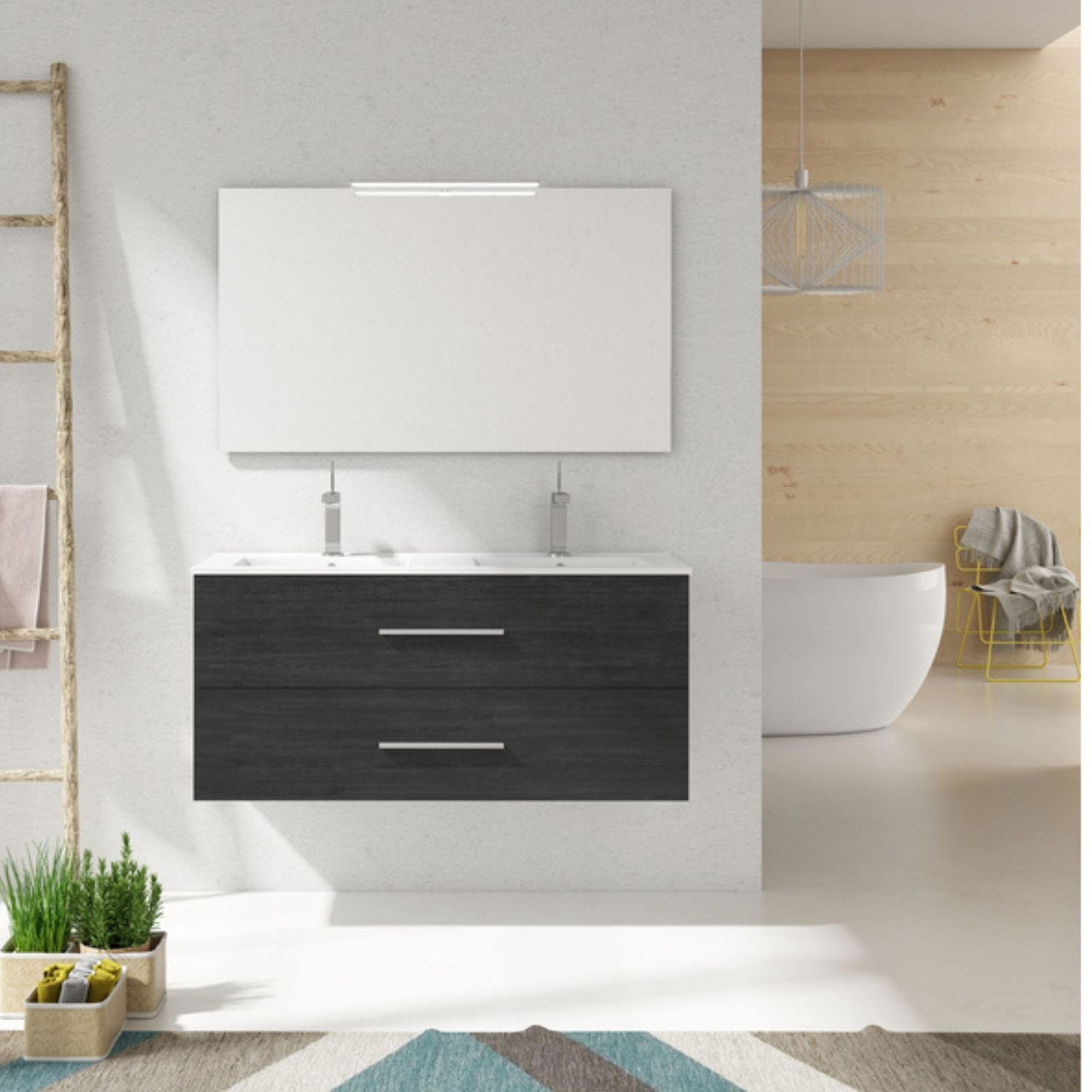 Alterna Malin Underskap m/2skuffer B60-120xD45xH55cm Mørk eik / 120cm dobbel Alterna Servantskap GRO-7012659