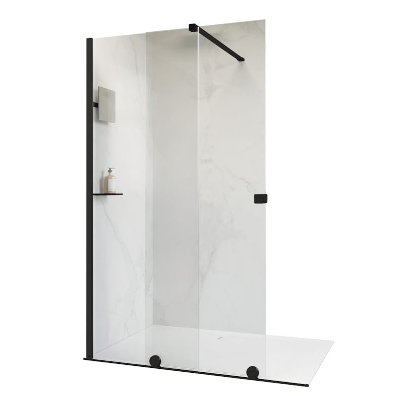 Alterna PureDay Walk-in Dusj Vendbar - Fastfelt + Skyvedør Svart matt / 110-120cm Alterna Dusjvegg BUN-BD6316817