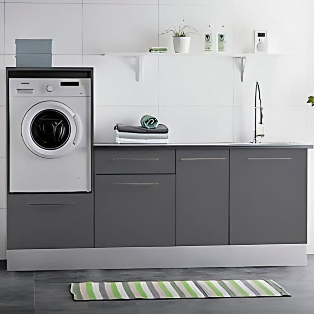 Alterna vaskerom: Dekkside overskap 30x72cm Grå matt Alterna Dekkside vaskerom GRO-7012582