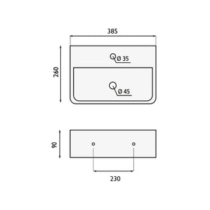 Bathco Zamora Vegghengt Porselensservant