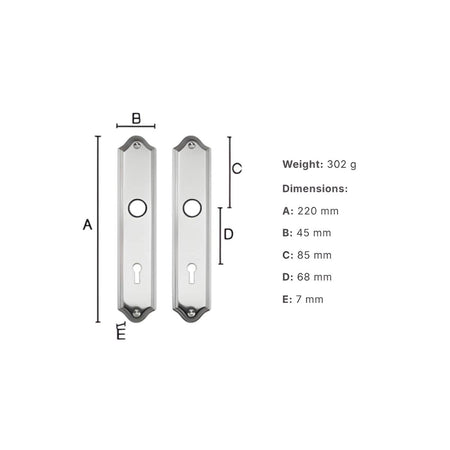 Beslagsboden Basic 700 Langskilt med Nøkkelhull