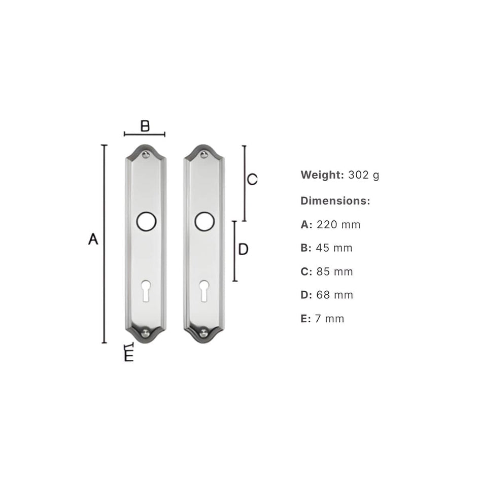 Beslagsboden Basic 700 Langskilt med Nøkkelhull Messing Beslagsboden Langskilt SM-B700P