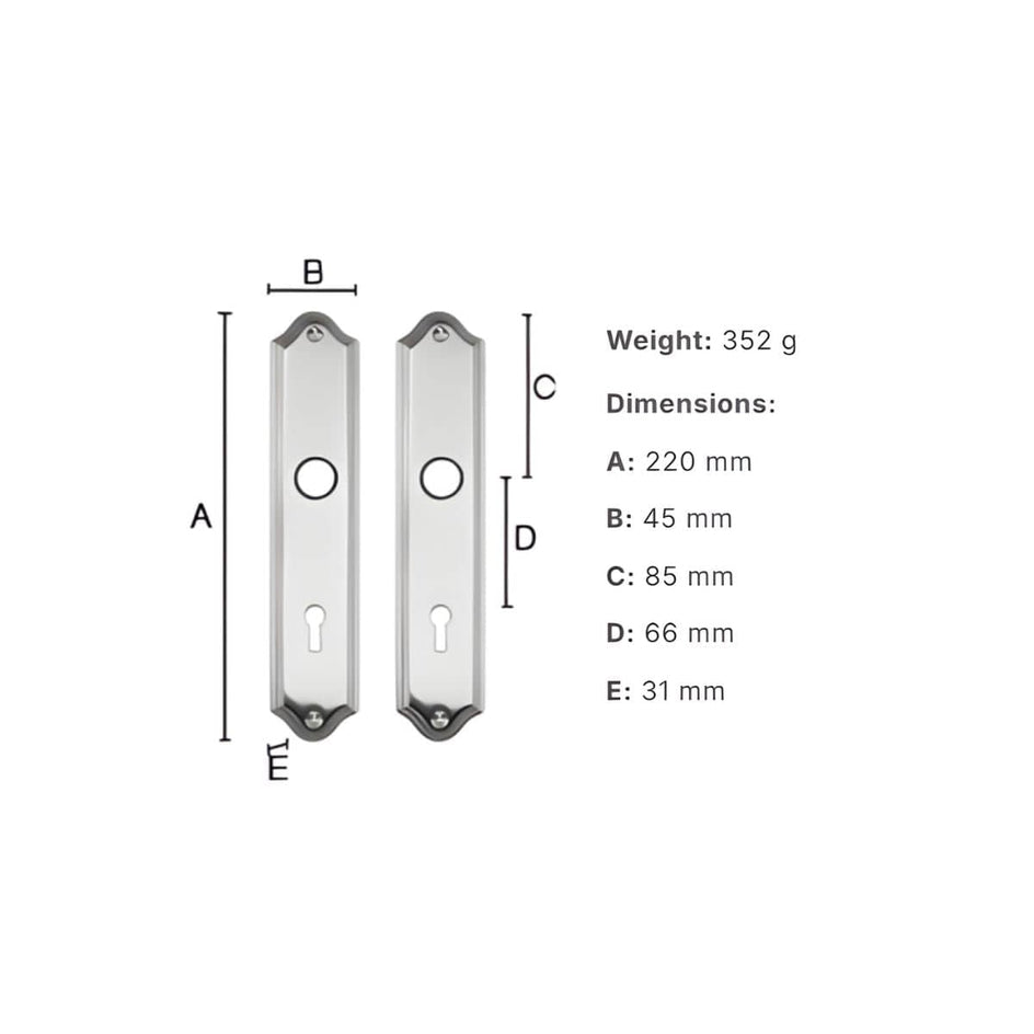 Beslagsboden Basic 710 langskilt med toalettbeslag Messing Beslagsboden Langskilt SM-B710P