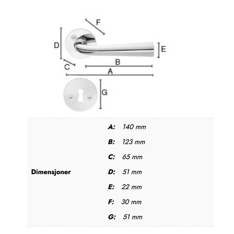 Beslagsboden Design 876 Innedørvridere Krom Beslagsboden Dørhåndtak innerdør SM-B876KN