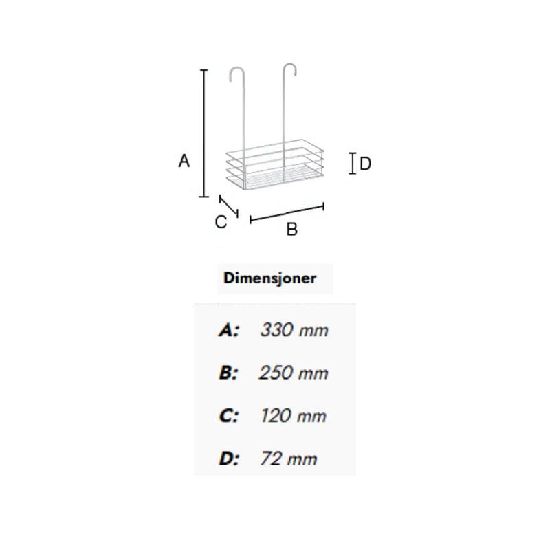 Beslagsboden Dusjkurv for dusjbatteri Beslagsboden Dusjhylle