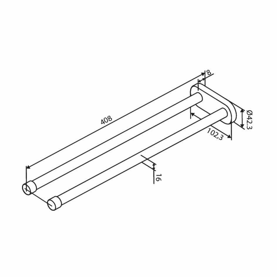 Damixa Håndklestang dobbel 400mm Børstet grafitt Damixa Håndklestang KO-4834255