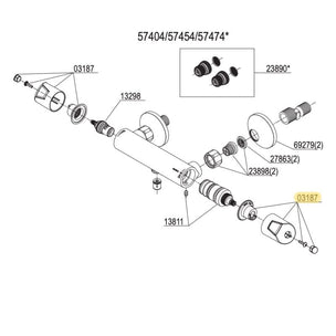 Reservedel: Damixa Hendel for Rowan termostat/badekar