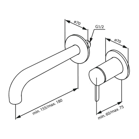 Damixa Iris Servantbatteri Innbygging med Rosett