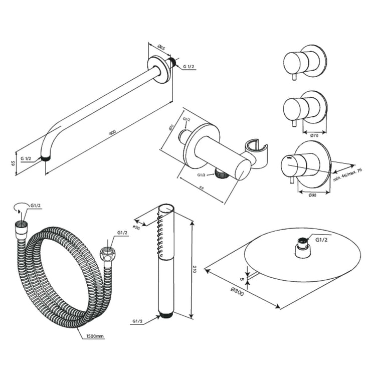 Damixa Iris XS1 Takdusj Innbygging