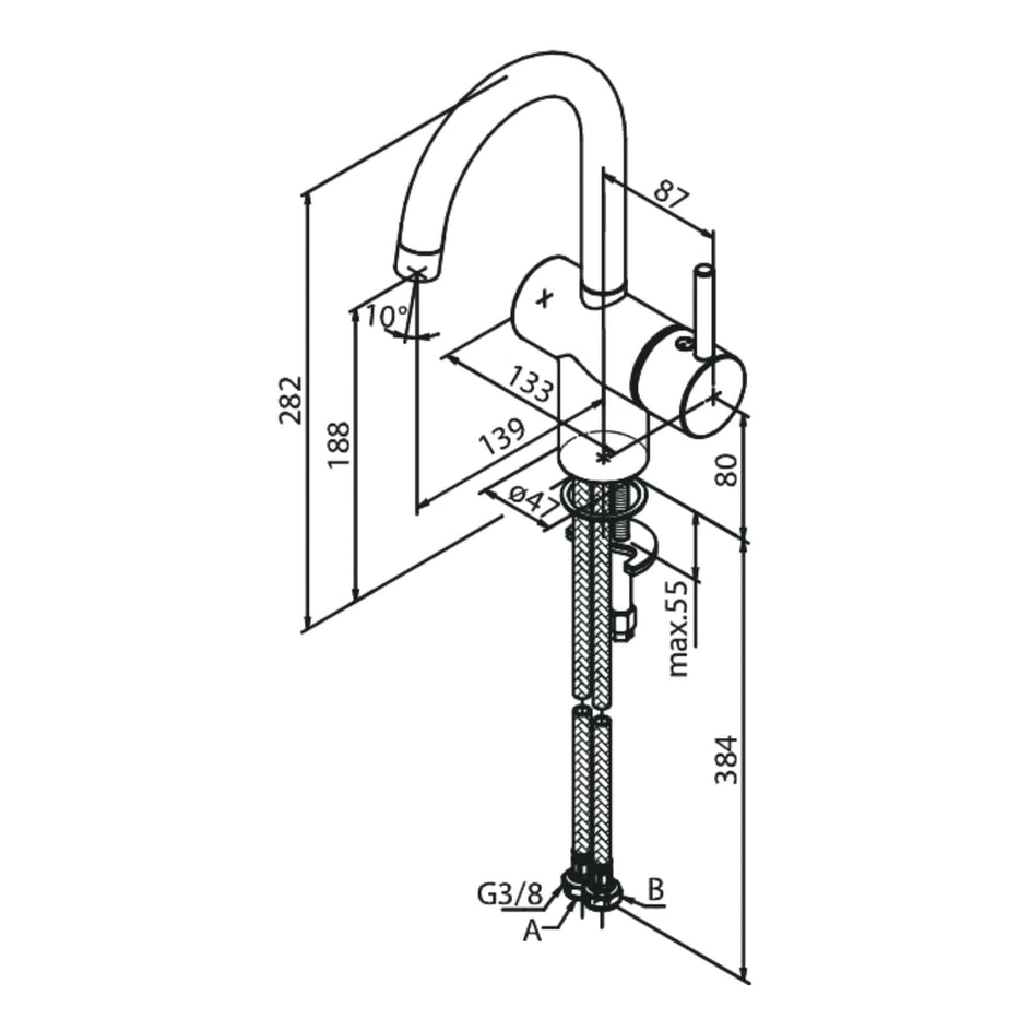 Damixa Merkur Servantbatteri C-tut Krom Damixa Servantbatteri KO-1862000