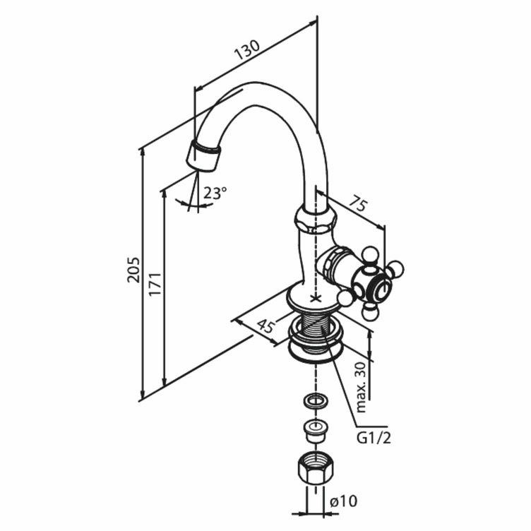 Damixa Tradition Servantbatteri med Svingbar Tut