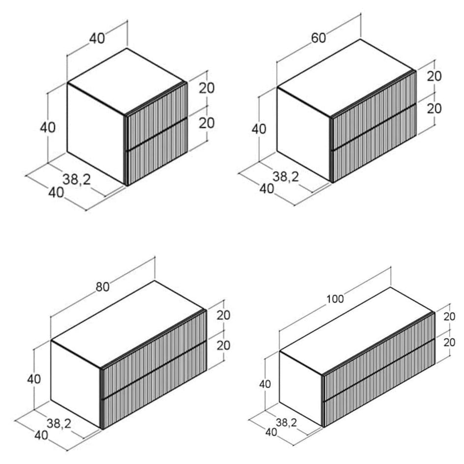 Dansani Calidris Rillet Skap 2 skuff D40cm Dansani Sideskap bad