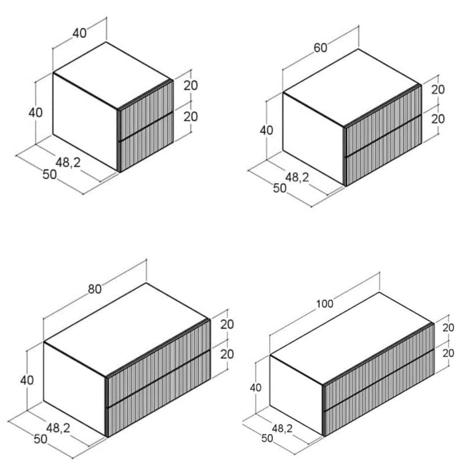 Dansani Calidris Rillet Skap 2 skuff D50cm Dansani Sideskap bad