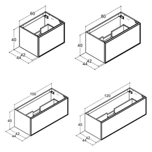 Dansani Inzo Alu-ramme svart Servantskap 1 skuff B60-120xH40xD44cm