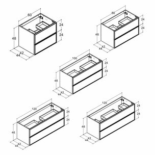 Dansani Inzo Alu-ramme Svart Servantskap 2 Skuff H48cm