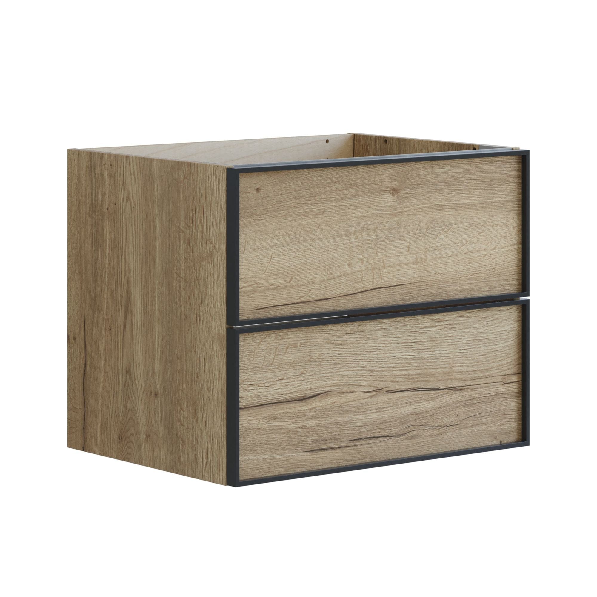 Dansani Inzo Alu-ramme Svart Servantskap 2 Skuff H48cm Natur eik / 60cm Dansani Servantskap DA-U19-8049