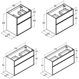 Dansani Inzo Alu-ramme svart Servantskap med ekstra stor underskuff