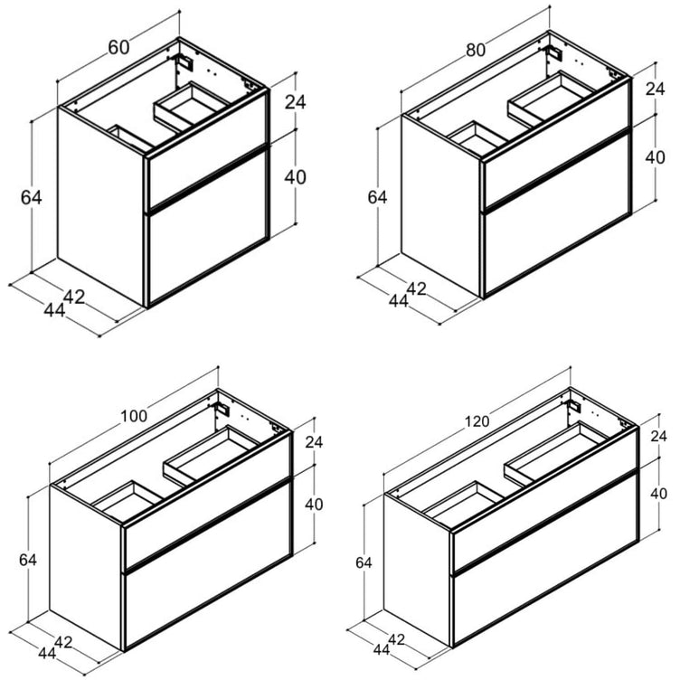 Dansani Inzo Alu-ramme svart Servantskap med ekstra stor underskuff