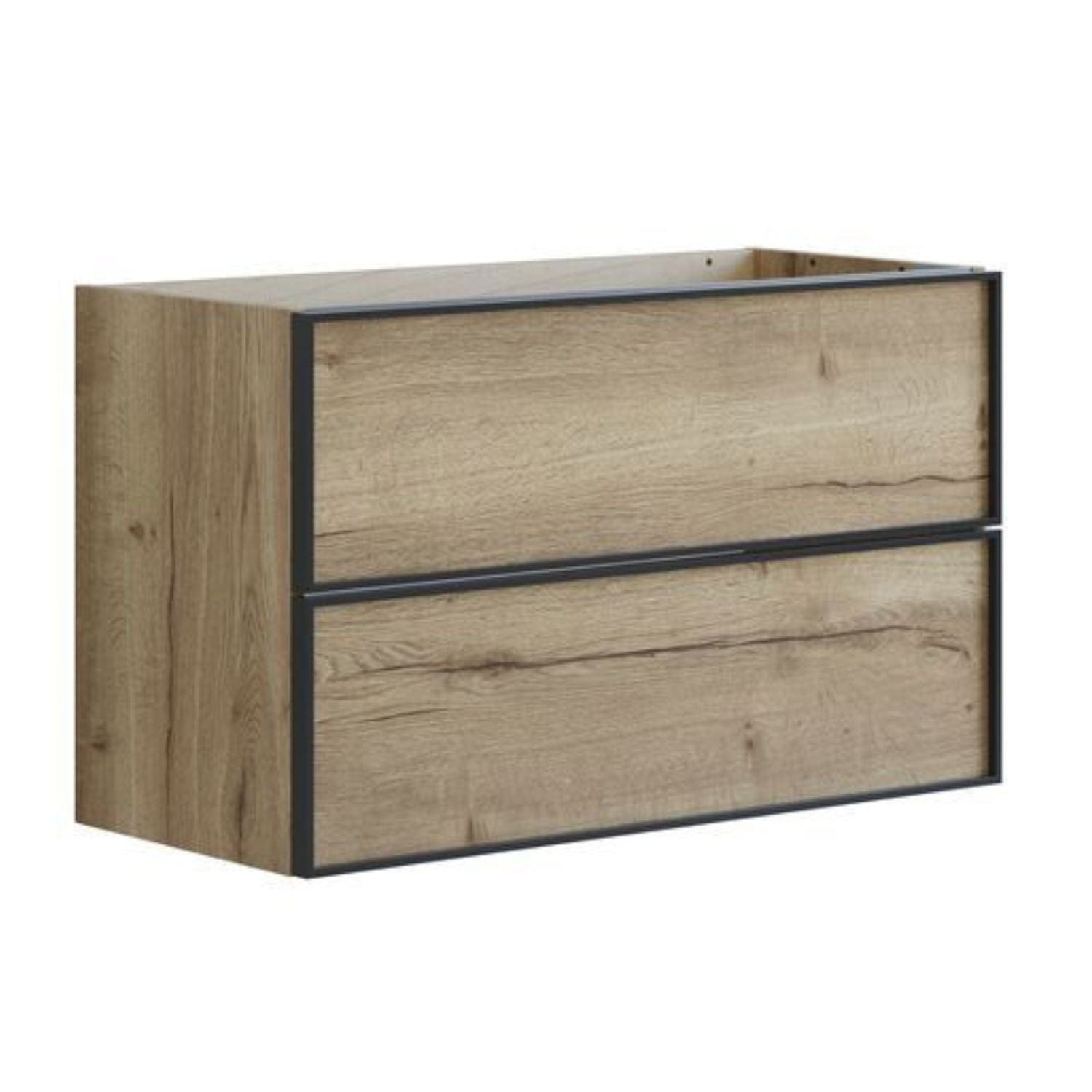 Dansani Inzo Alu-ramme Svart Servantskap Slim 2 Skuff Natur eik / 80cm Dansani Servantskap DA-U08-8049