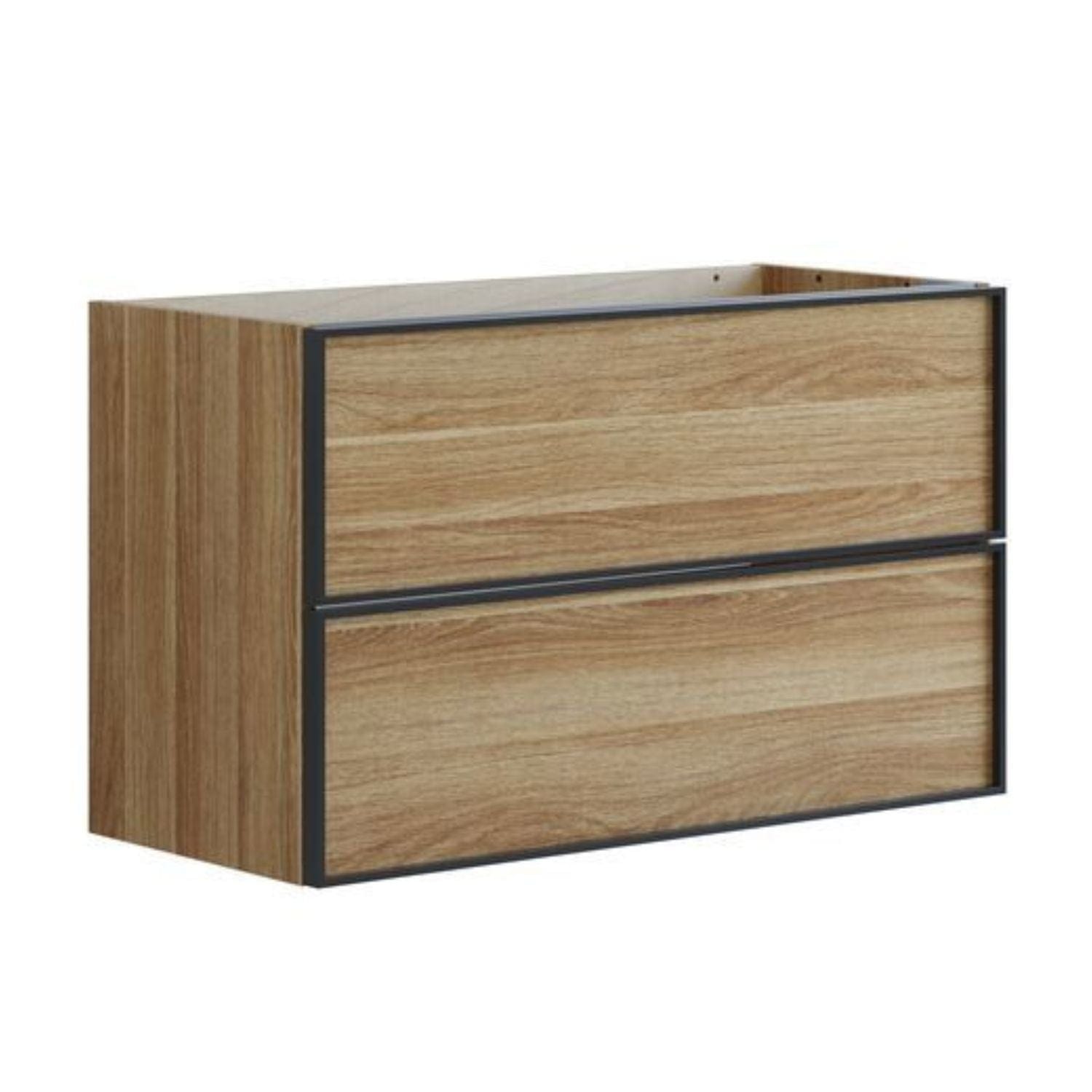 Dansani Inzo Alu-ramme Svart Servantskap Slim 2 Skuff Varm eik / 80cm Dansani Servantskap DA-U08-8055