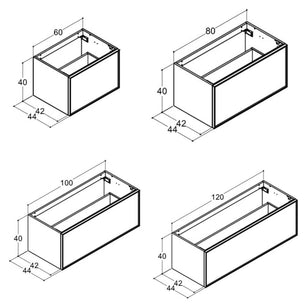 Dansani Inzo Alu-ramme svart Underskap 1 skuff B60-120xH40xD44cm