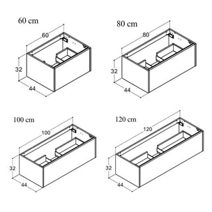Dansani Inzo Classic Glatt Servantskap 1 skuff B60-120xH32xD44cm
